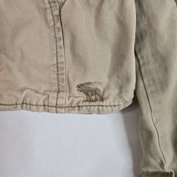 Abercrombie & Fitch Women's Size M Crop Military Tan Button Up Jacket - Picture 6 of 13